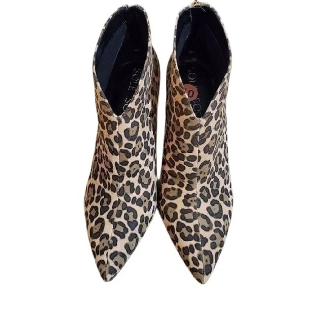 SOLE society leopard print‎ block heel chunky bohemian bootie boots size 10 New